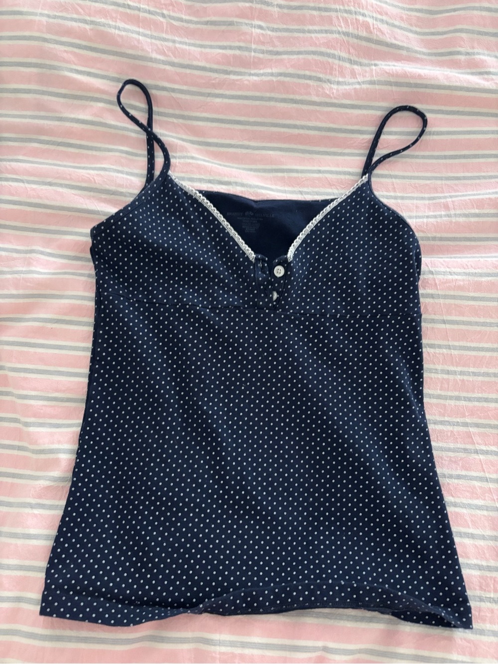 brandy melville tiffany tank navy blue white polka dots